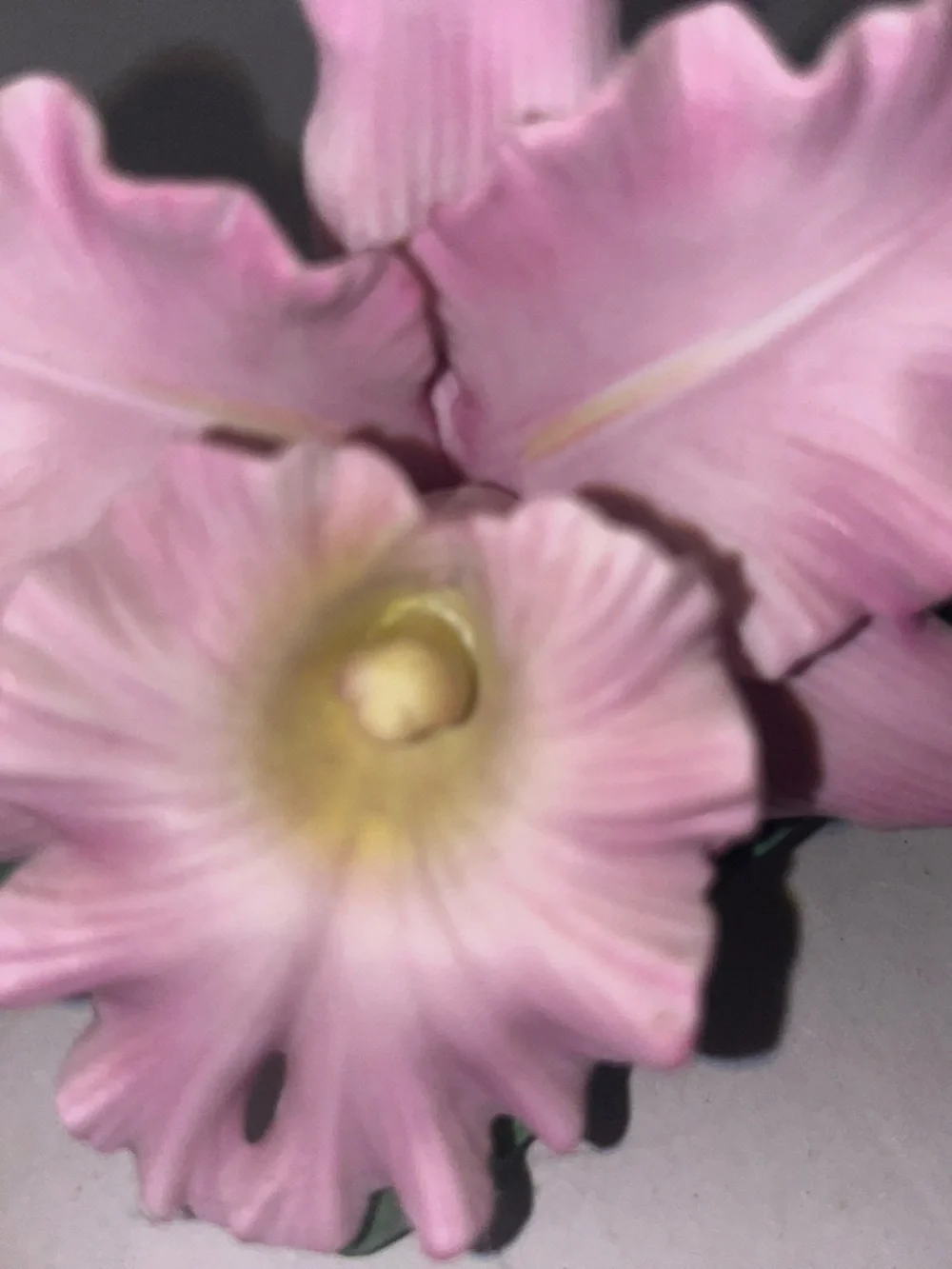 Lenox Pink and Yellow Porcelain Orchid Accent with Green Leaves